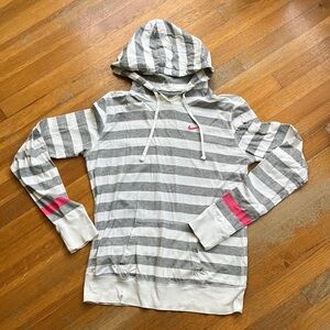 Nike Striped Hoodie with Pink Accent